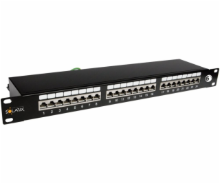 19 "Patch panel Solarix 24 x RJ45 CAT6 STP čierny