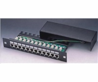 10" Patch panel 1U/12port Cat5e, STP, LSA, zeměný, černý