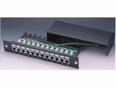 10" Patch panel 1U/12port Cat5e, STP, LSA, zeměný, černý