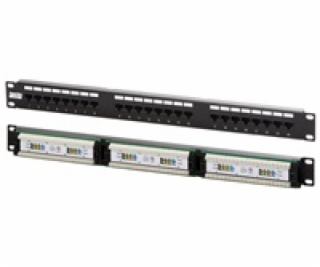 Patch panel 24port Cat5E, UTP, blok 110, černý