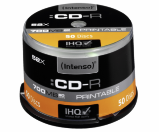 1x50 Intenso CD-R 80 / 700MB 52x Speed, printable, scr. res.