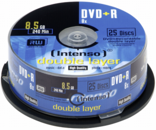 1x25 Intenso DVD+R 8,5GB 8x Speed, Double Layer Cakebox