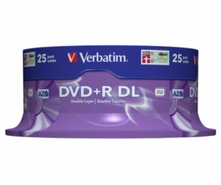 1x25 Verbatim DVD+R Double Layer 8x Speed, 8,5GB matt silver