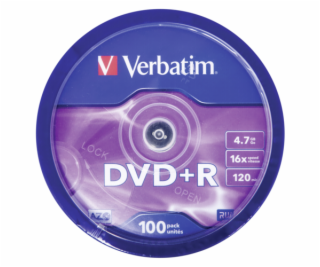 1x100 Verbatim DVD+R 4,7GB 16x Speed, matt silver