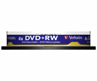 1x10 Verbatim DVD+RW 4,7GB 4x Speed, matte silver Cakebox