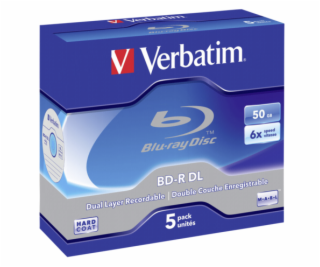 1x5 Verbatim BD-R Blu-Ray 50GB 6x Speed, biela modra Jewe...