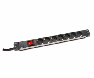 DIGITUS 19 "PDU, 1U hliník, SCHUKO -&gt; 7x CEE 7/4, vypínač