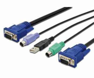 Digitus Octopus LCD KVM Cable, VGA, 2xPS / 2, 1xUSB 1,8 m