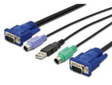 Digitus Octopus LCD KVM Cable, VGA, 2xPS / 2, 1xUSB 3 m