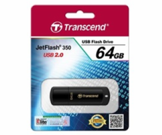 TRANSCEND USB Flash Disk JetFlash®350, 64GB, USB 2.0, Bla...