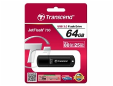 TRANSCEND USB Flash Disk JetFlash®700, 64GB, USB 3.0, Black (R/W 80/25 MB/s)