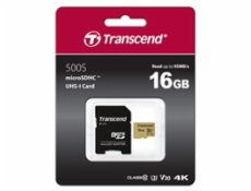 Transcend microSDHC 500S    16GB Class 10 UHS-I U3 V30 + adapter