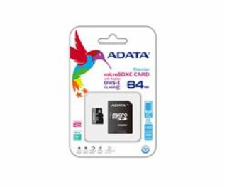 ADATA Micro SDXC karta 64GB UHS-I Class 10 + SD adaptér, ...