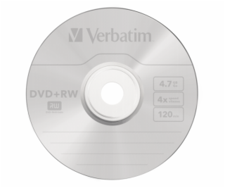 1x5 Verbatim DVD+RW 4,7GB 4x Speed, matny strieb. obal