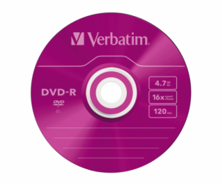 1x5 Verbatim DVD-R 4,7GB Colour 16x Speed, Slim Case