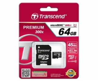 TRANSCEND Micro SDXC Class 10 UHS-I 400x, 64GB (Premium, ...