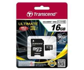 TRANSCEND Micro SDHC Class 10 UHS-I 600x, MLC, 16GB (Ulti...