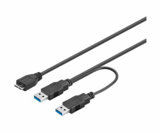 PREMIUMCORD Kabel USB 3.0 2xA - micro (M/F) 30cm DUÁLNÍ (...