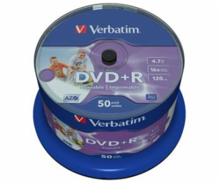 1x50 Verbatim DVD+R 4,7GB 16x Speed, wide printable NON-ID