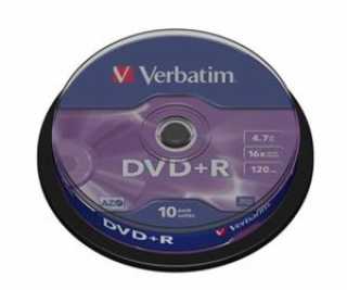 1x10 Verbatim DVD+R 4,7GB 16x Speed, matt silver Cakebox