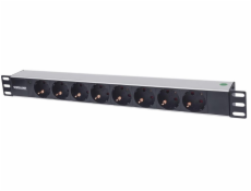 Intellinet 19" Power Strip, 8 zásuviek, German Type, With Switch, LED indicator, čierny