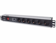 Intellinet 19" 1.5U Rackmount 6-Way, With On/Off Switch and Surge Protection, 3 m (10 ft.) Power Cord