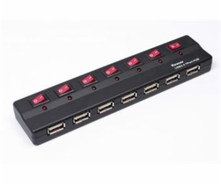 PREMIUMCORD USB 2.0 hub 7 portů s externím napájením a vy...