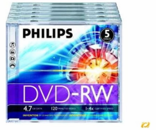 1x5 Philips DVD-RW 4,7GB 4x JC