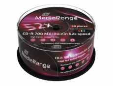 MEDIARANGE CD-R 700MB 52x Inkjet Fullsurface-Printable spindl 50pck/bal