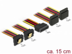 Delock Kábel SATA 15 pin napájací samec s aretáciou > SATA 15 pin napájací samica 2 x dole / 2 x hore 15 cm