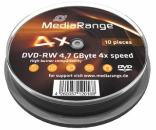 MEDIARANGE DVD-RW 4,7 GB 4x spindl 10pck/bal