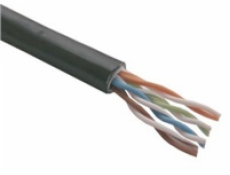 UTP kabel Elite, Cat5E drát, venkovní PE+PVC, dvojitý plášť, 305m cívka, černý