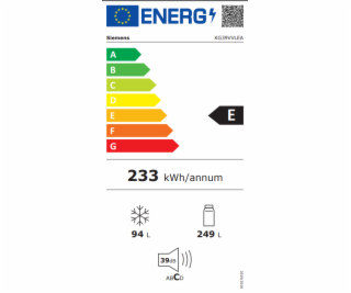 Siemens KG39VVLEA iQ300, kombinácia chladničky a mrazničky