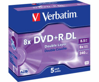 1x5 Verbatim DVD+R Double Layer 8x Speed, Jewel Case 8,5GB