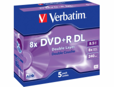 1x5 Verbatim DVD+R Double Layer 8x Speed, Jewel Case 8,5GB