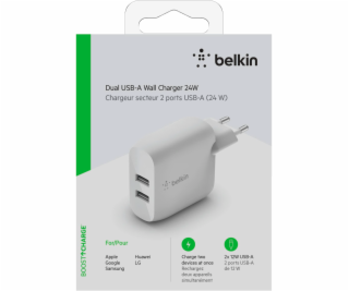 Belkin Dual USB-A Ladegerät, 24W biela WCB002vfWH