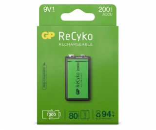 GP ReCyko NiMH Battery 9V Block 200mAH, ready to use, NEW