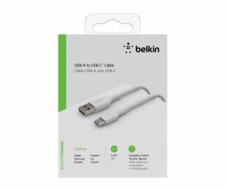 Belkin USB-C/USB-A Cable 2m braided, white CAB002bt2MWH