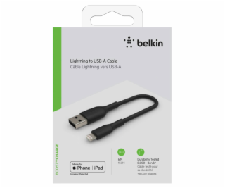 Belkin Lightning to USB-A Cable 15cm, PVC, black, mfi cert.