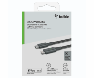 Belkin Smart LED Cable grey 1,2m USB-C / Lightning   CAA0...