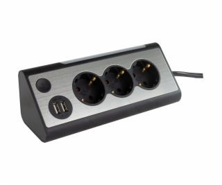 REV LIGHT SOCKET 3-fold Multiple Socket Outlet +2x USB