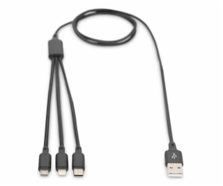 DIGITUS Cable 3-in-1 Cable USB-A to Lightning/MicroUSB/USB-C