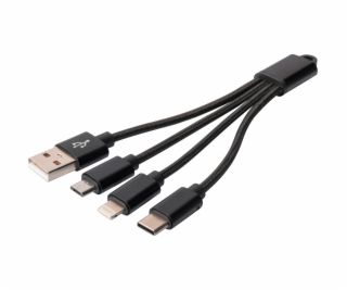 DIGITUS 3-in-1 Cable USB-A + Lightning + Micro USB + USB-C