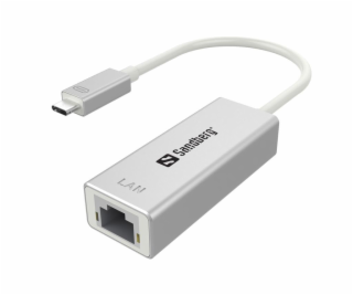 Sandberg redukce USB-C -> RJ-45, stříbrná