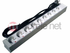 Listwa zasilająca PDU 19"" RACK 9xTyp E, 1.8m 1xSchuko, 16A, aluminiowa