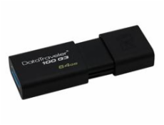 Kingston flash disk 64GB DT 100 G3 USB 3.0 (čtení/zápis: 100/10MB/s) černý