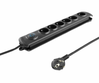 Qoltec 50112 surge protector 6 AC outlet(s) 230 V 3 m Black