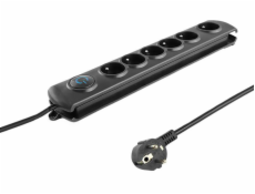 Qoltec 50112 surge protector 6 AC outlet(s) 230 V 3 m Black