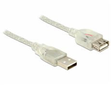 Delock Prodlužovací kabel USB 2.0 Typ-A samec > USB 2.0 Typ-A samice 5 m transparentní