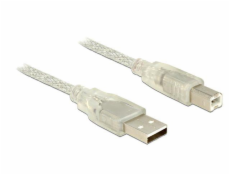 Delock Kabel USB 2.0 Typ-A samec > USB 2.0 Typ-B samec 5m transparentní